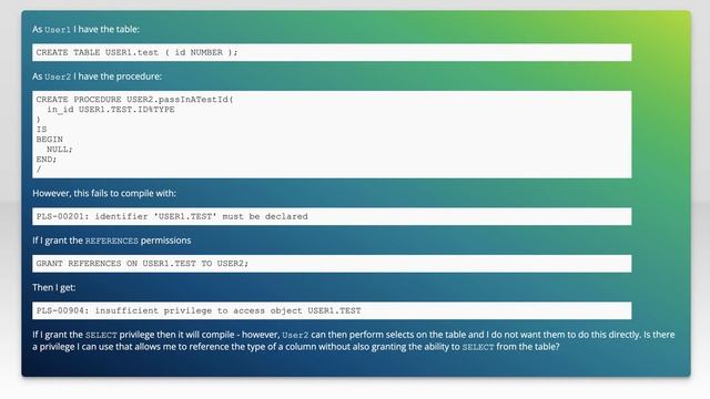 What GRANT privileges are required to use %TYPE in variable declaration смотреть онлайн