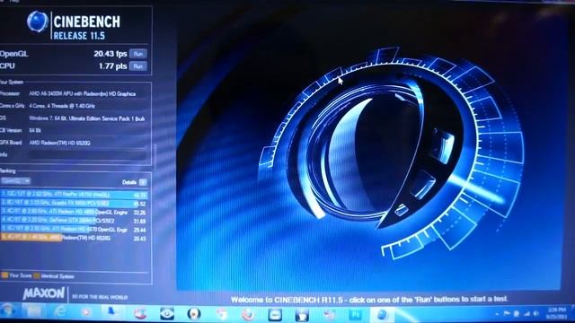 HP Pavilion DV6z Quad Edition AMD A6-3400 6520G APU Cinebench 11.5 @ CPUforever.com смотреть онлайн
