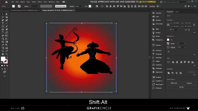 Social Media Banner Design On Happy Dussehra | Greeting Post Design Tutorial - Grafix Circle