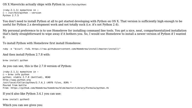 Apple: What is the correct way to install python on OS X? смотреть онлайн