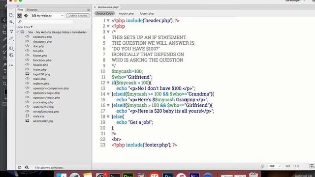 Php IF ELSE STATEMENTS | FOLLOW UP ON LESSON 17 смотреть онлайн