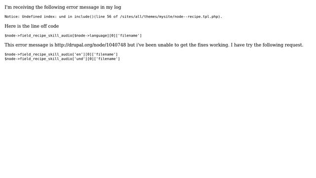 Drupal: Undefined index error in log смотреть онлайн