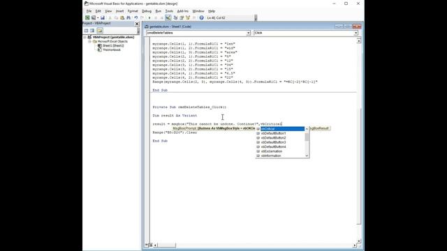 Advanced MsgBox Options - Generate Tables смотреть онлайн