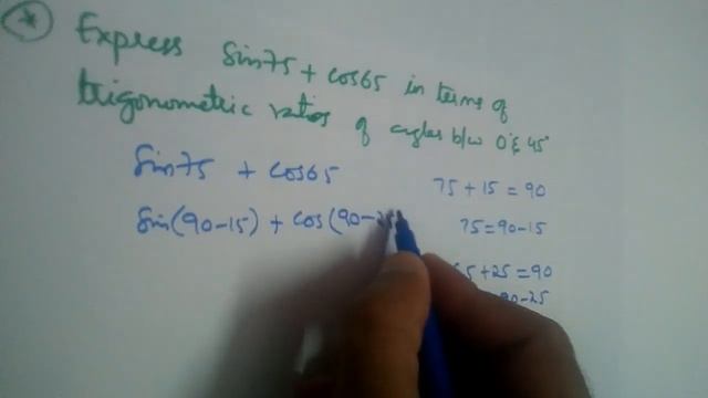 Express sin75+cos65 in terms of trigonometric ratios of angles between 0 and 45 смотреть онлайн