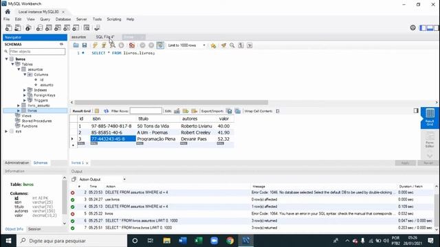 Excluir dados de tabelas de um banco de dados MySQL com MySQL WorkBench. DELETE FROM смотреть онлайн