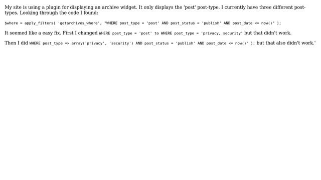 Wordpress: Querying for multiple post types in SQL смотреть онлайн