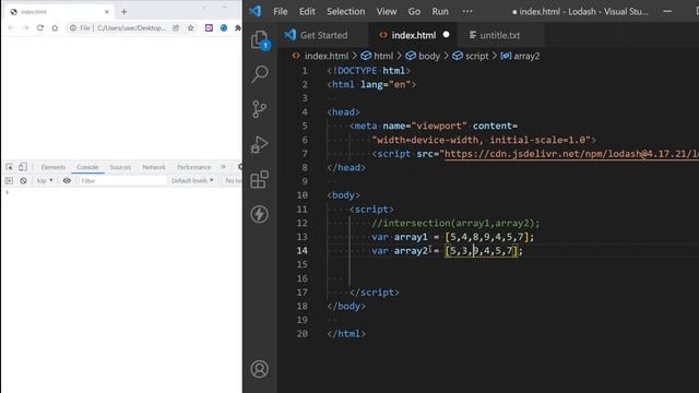 lodash intersection() | How to get common values between two arrays смотреть онлайн