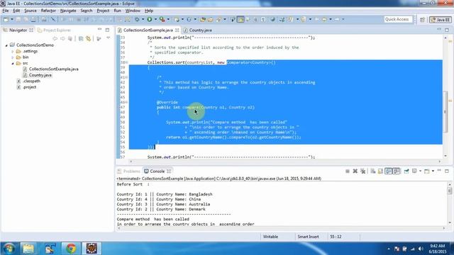 Collections (Sort List of Country using anonymous comparator) | Java Collection Framework смотреть онлайн
