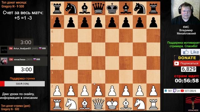 Матч до 100 побед на Chess.com против 2400+ Стрим №1 13.06.2019 смотреть онлайн