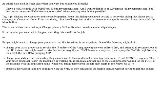 Is it possible to prevent a node's primary DNS suffix from changing when it joins an active... смотреть онлайн