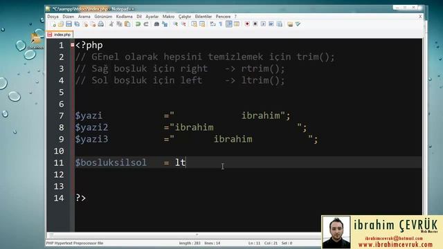 Php Dersleri 21 - Php ile Boşlukları Temizlemek | trim(); rtrim(); ltrim(); смотреть онлайн