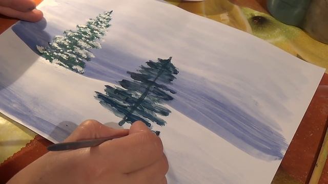 Как нарисовать елку красками. How to draw a Cristmas tree paints смотреть онлайн