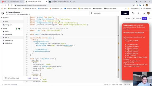 React Native + Expo Dev # 10 - Navegação entre telas (App Tabuadas) смотреть онлайн