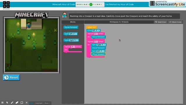 Code.org Minecraft walkthrough смотреть онлайн