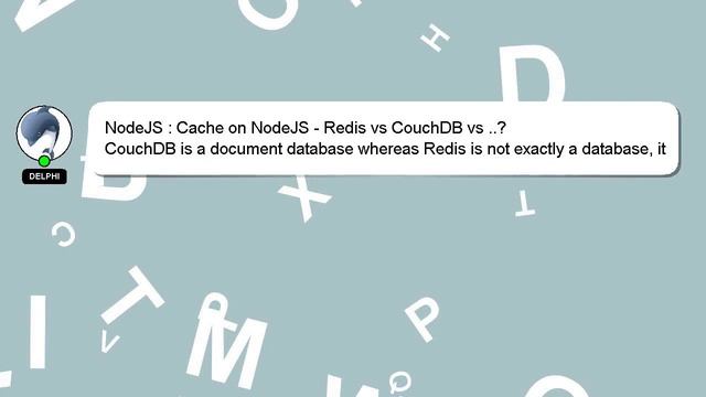 NodeJS : Cache on NodeJS - Redis vs CouchDB vs ..? смотреть онлайн