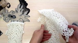 Воротник- колье крючком. Объявляю розыгрыш митенок!