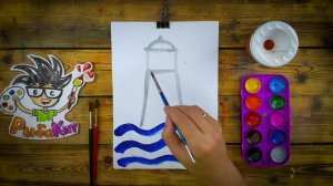 Как нарисовать МОРЕ и МАЯК - Акварель Детский сад - рисуем с РыбаКит