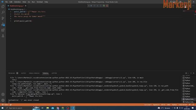 Belajar Python 24 - Multiline Strings смотреть онлайн