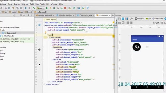 Custom Spinner Example in android смотреть онлайн