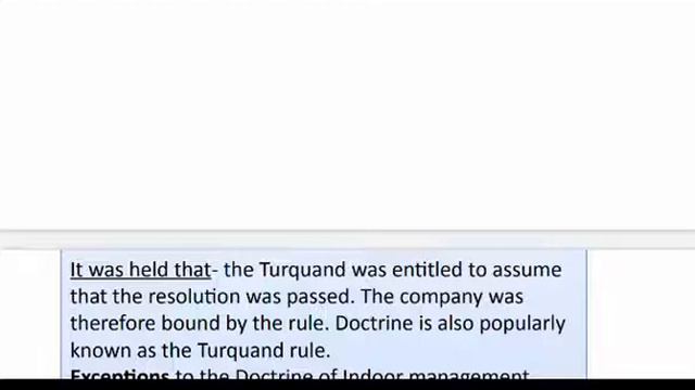 Doctrine of Indoor Management | Royal British Bank vs.Turquand Case in Urdu/Hindi |Company law смотреть онлайн
