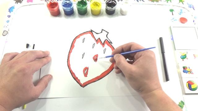 Огромная клубники!!! (Учимся рисовать). Волшебный стол. смотреть онлайн