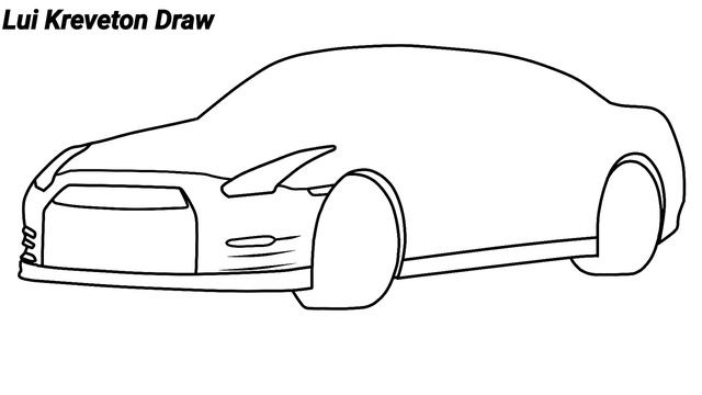 How to draw a Nissan GT-R R35 step by step - 3D Car смотреть онлайн