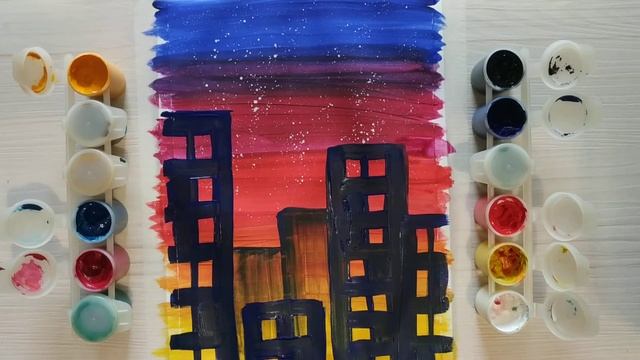 Урок рисования "НОЧНОЙ ГОРОД" смотреть онлайн