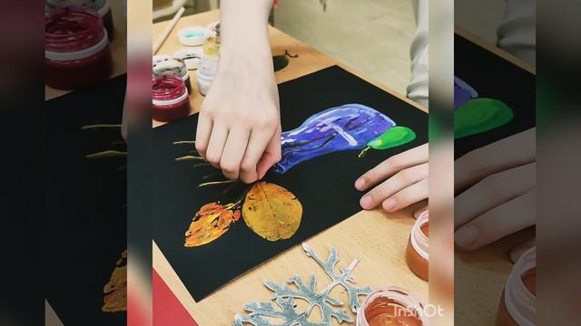 рисуем с ребятами в технике монотипия! для этого нужны листья и гуашь! смотреть онлайн