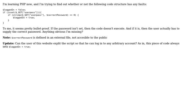 Code Review: PHP login based on a password parameter (2 Solutions!!) смотреть онлайн