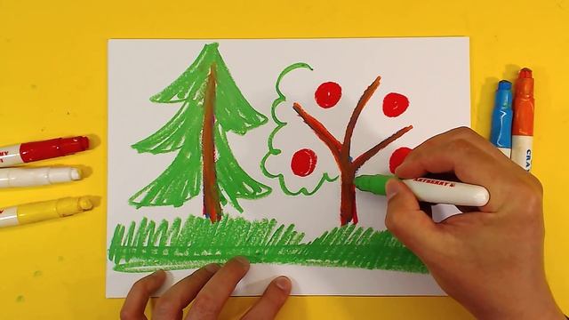 Как нарисовать ДЕРЕВО мелками / Урок рисования для детей от 3 лет смотреть онлайн