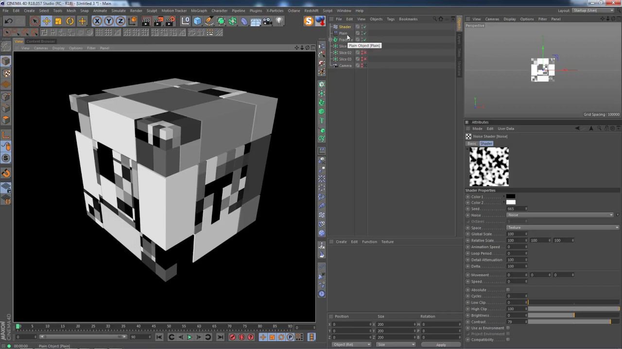 74. Видеоурок по Cinema 4D: Фрагментация геометрии