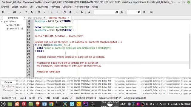 Ejercicio de programación PHP - uso básico de cadenas. смотреть онлайн