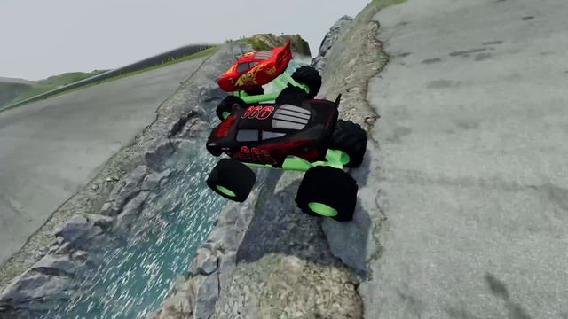 Big & Small Monster Truck Evil Mcqueen Vampire vs Monster Truck Mcqueen vs DOWN OF DEATH IN BEAMNG смотреть онлайн