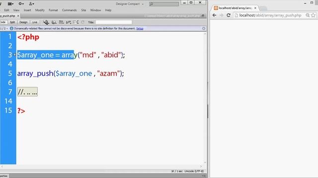 array_push : array function : php bangla video tutorial смотреть онлайн