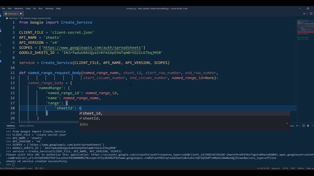Add, Update, Delete NamedRanges With Google Sheets API Python смотреть онлайн