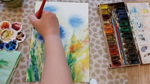Акварельный онлайн урок "Васильки". #Акварель #Медитация #Живопись смотреть онлайн