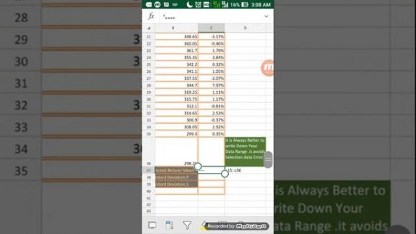 Standard Deviation in Excel in  Hindi.