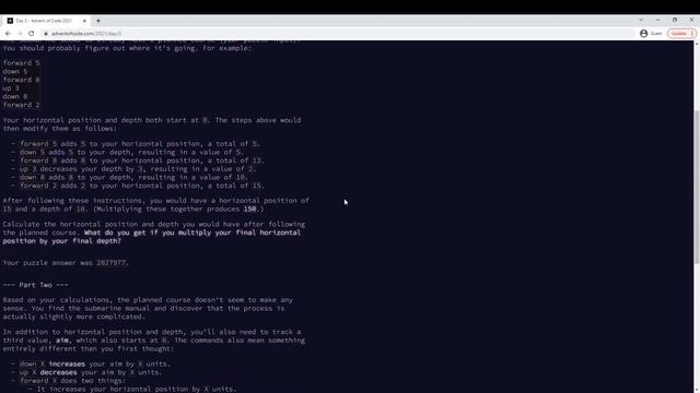 Advent of Code 2021 - Day 2 смотреть онлайн