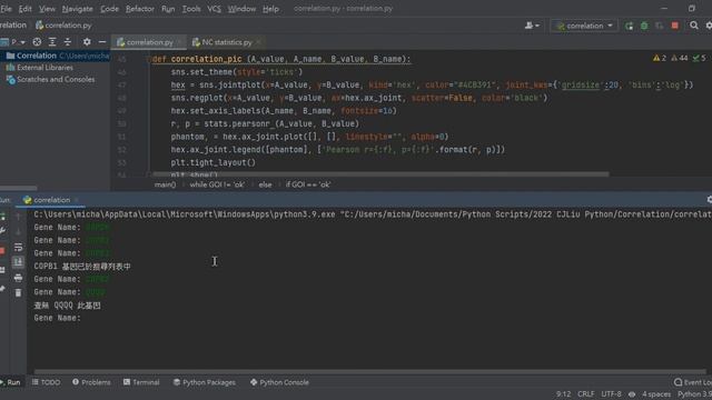python program: correlation hexbin plots with (Pearson r) analysis смотреть онлайн