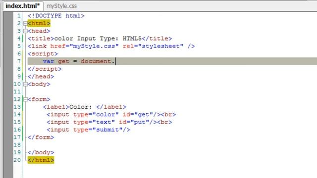Form Input Type - color: HTML5 смотреть онлайн