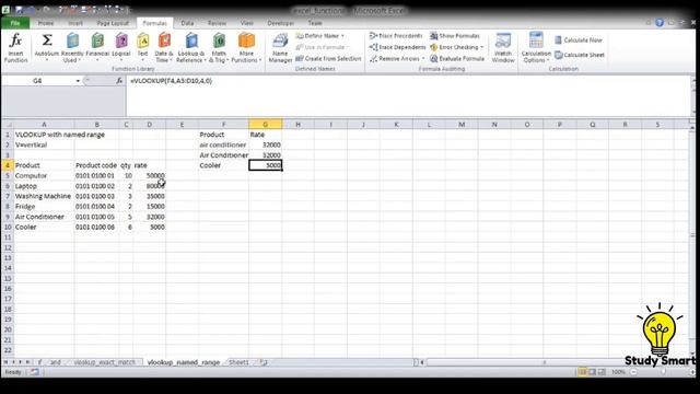 VLOOKUP WITH NAMED RANGE-MS EXCEL смотреть онлайн
