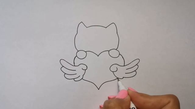 Как нарисовать кошку /кавайный котик/как нарисовать милое сердечко/ смотреть онлайн