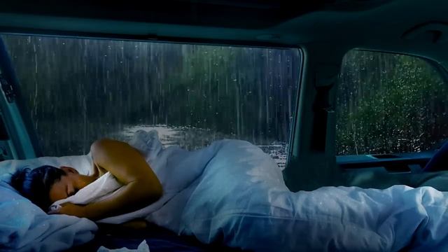 Night Thunderstorm for Insomnia - Relaxing Rain Sounds on a Camping Car Window for Deep Sleep смотреть онлайн