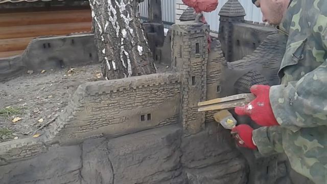 Арт бетон.Клумба "Древняя крепость" своими руками. смотреть онлайн
