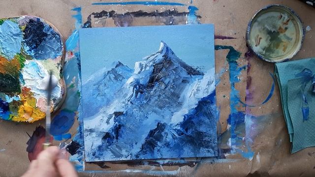 ЗАСНЕЖЕННЫЕ ГОРЫ |Как просто нарисовать мастихином✌ смотреть онлайн