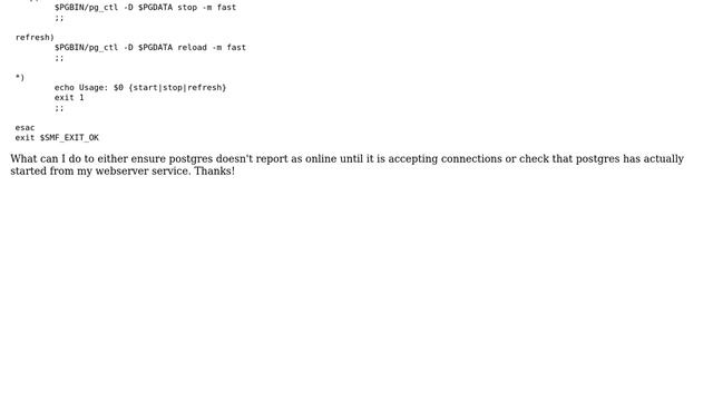 postgres solaris smf service reports status online before it can listen for connections смотреть онлайн