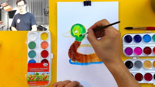 Как нарисовтаь УТКУ - уроки рисования для детей от РыбаКит смотреть онлайн