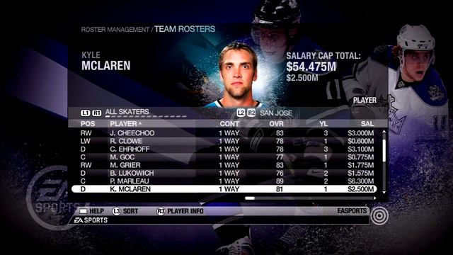 NHL 09 San Jose Sharks Overall Player Ratings смотреть онлайн