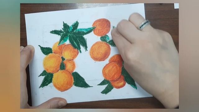 Рисуем мандарины масляной пастелью смотреть онлайн