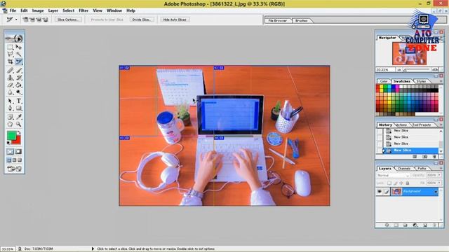 How to use of Slice Tool, Slice Select Tool In Adobe Photoshop 7.0 ||Hindi|| смотреть онлайн